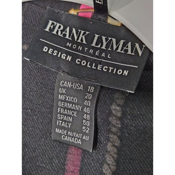 Frank Lyman Montreal Crepe Knit Collared Jacket Size 18 Black Pink Equestrian - Picture 7 of 11